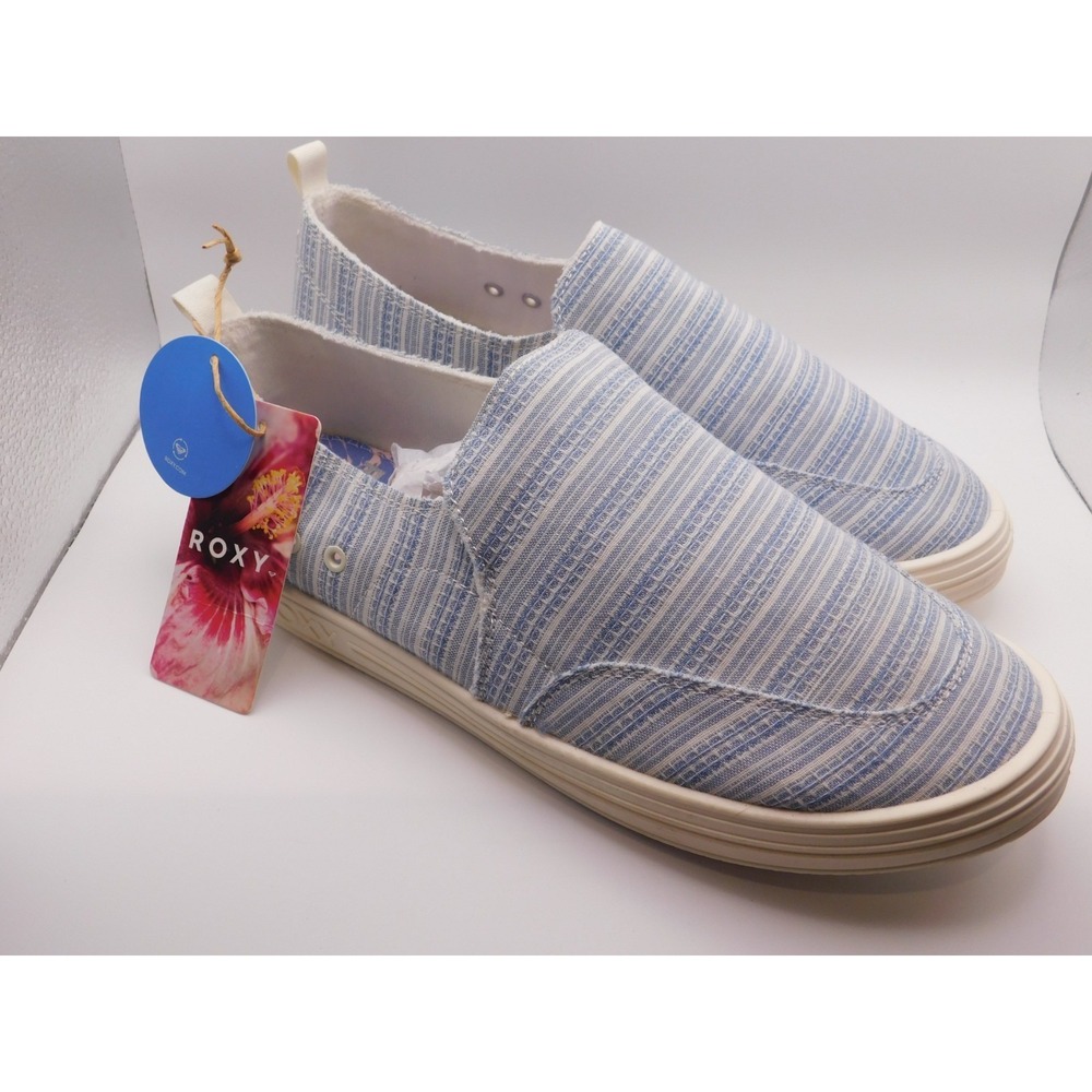 Roxy Lola Womens Shoes Sz 10 Blue White Stripe Comfort Slip On